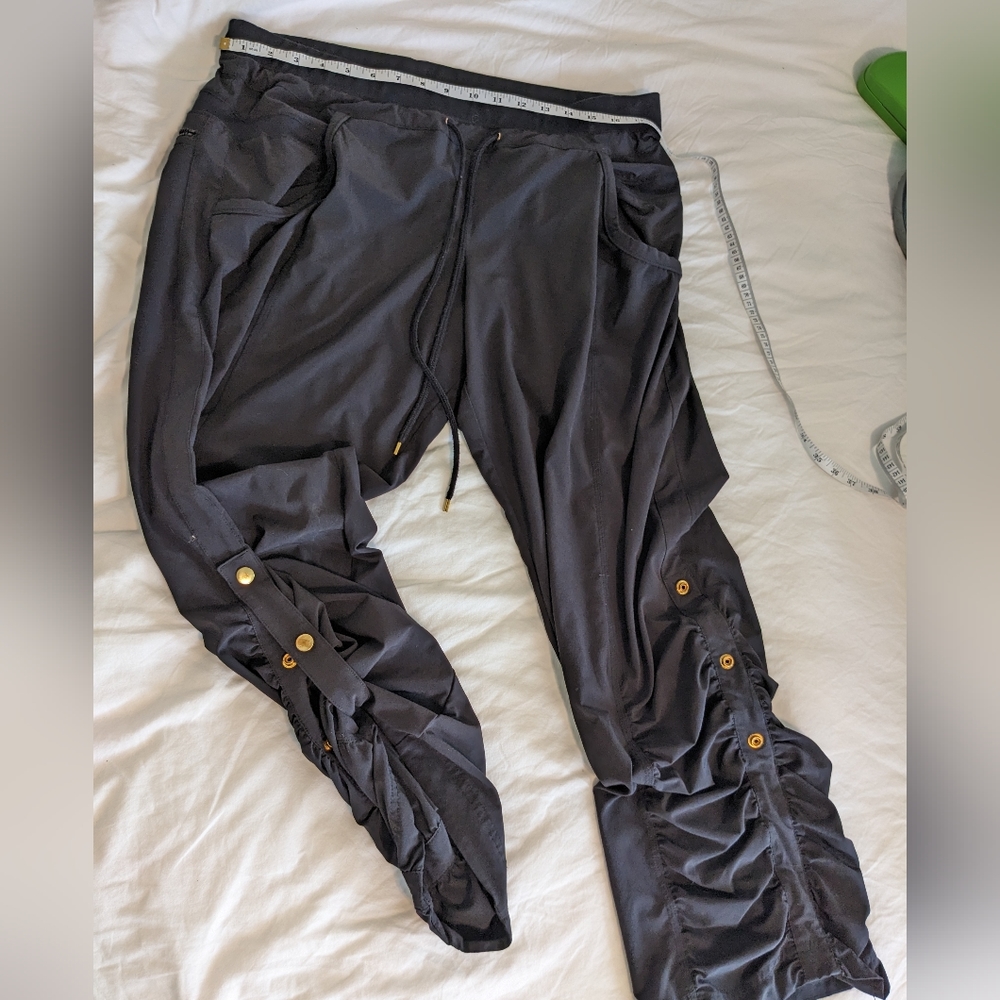 Soma Black Track Pants with Gold Accents